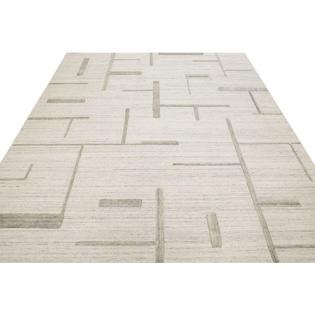 Ivory Contemporary Texture Handmade Wool & Viscose Rug Chairish