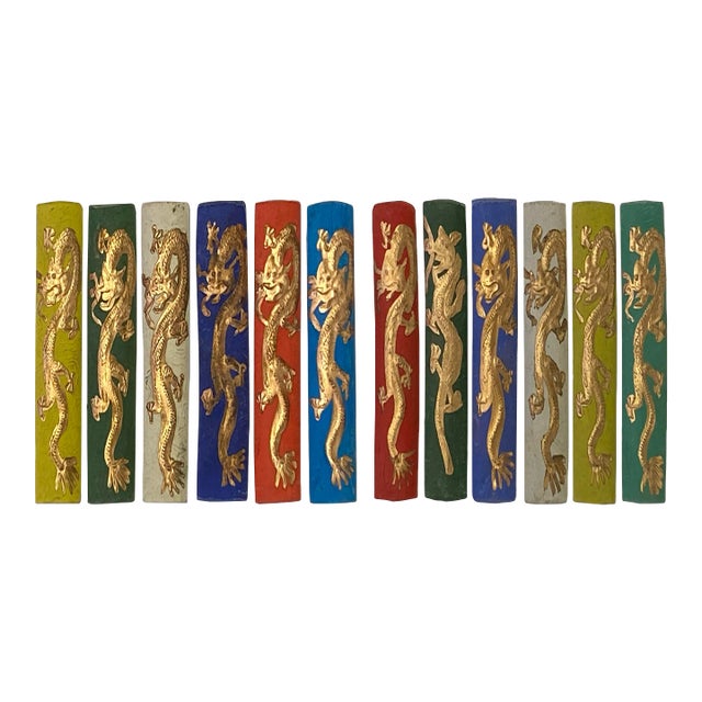 Chinese Calligraphic Multi Color Ink Sticks With Golden Color Dragon For Sale