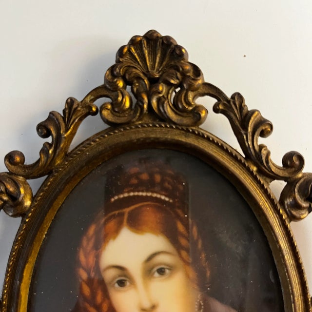 Vintage Italian Miniature Portrait For Sale - Image 4 of 8