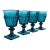 Blue Wine Goblets - Set of 4 - Mt Vernon by Indiana Glass For Sale