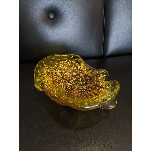 Mid-Century Murano-Attributed Yellow Glass Ashtray For Sale In Tulsa - Image 6 of 10