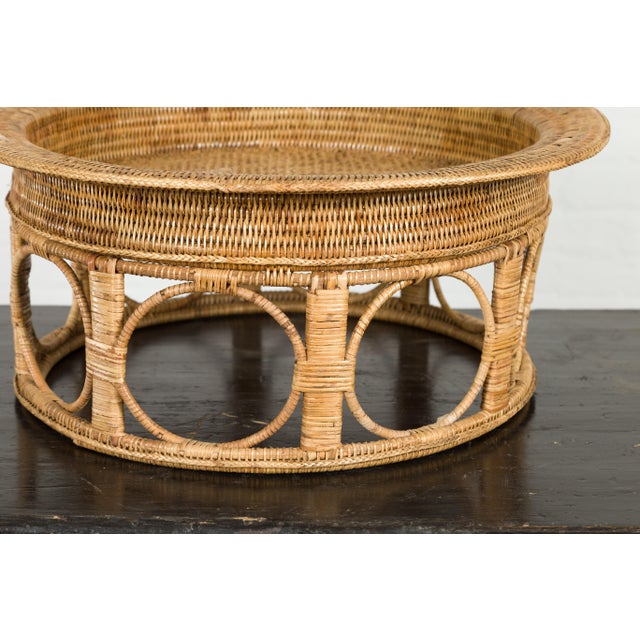 Northern Thai Vintage Woven Rattan Khantok Tray For Sale - Image 9 of 12