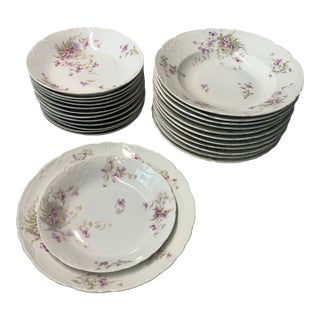 Vintage Heirloom Collection Service for 12 French Limoges Dinner Plates & Matching Bowls - 26 PCS For Sale