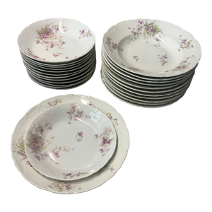 Vintage Heirloom Collection Service for 12 French Limoges Dinner Plates & Matching Bowls - 26 PCS