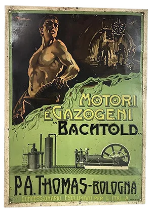 Italian Tin Advertising Sign from Bachtold Engines