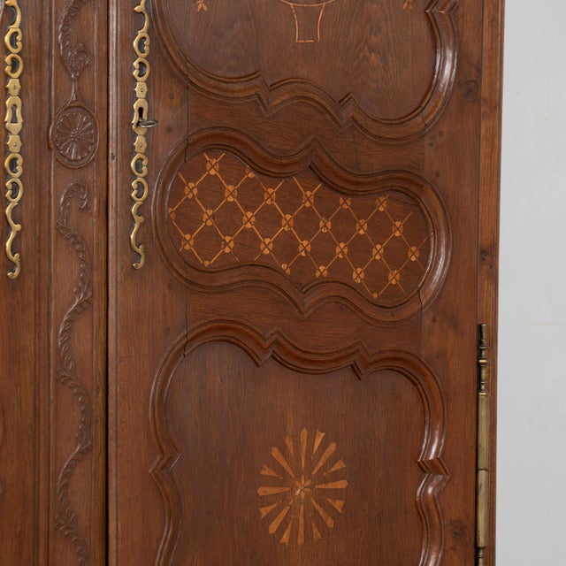 Brown 19th Century Tall French Armoire With Inlaid Details For Sale - Image 8 of 13