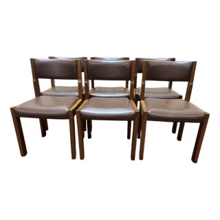Chairs with Leather Chairs in the style of Regain, Set of 6 For Sale