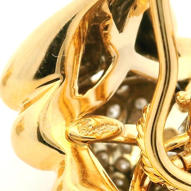 Pair of Primoro Italian 18k Gold Pavé Diamond Earrings, 1980s For Sale - Image 17 of 17