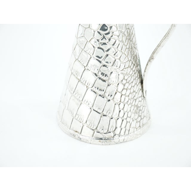 Metal Old English Silver-Plated Crocodile Design Decorative Jug / Vase For Sale - Image 7 of 10