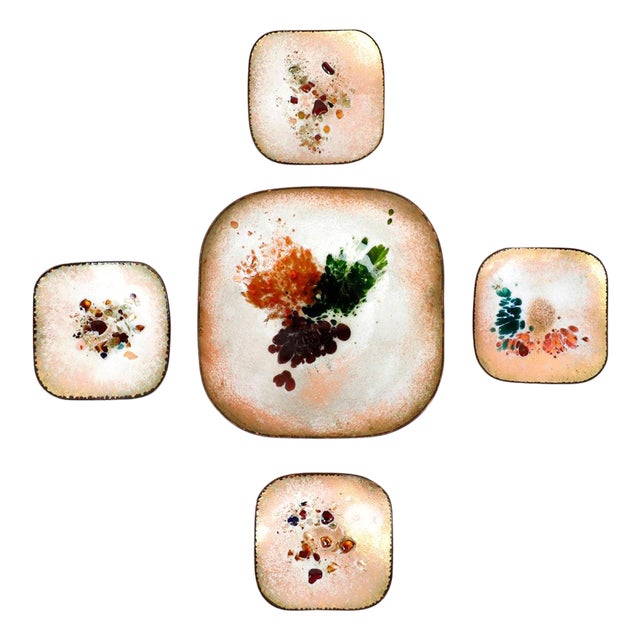 Vintage German Art Enamel Dishes by Kunts Emaille - Set of 5 For Sale