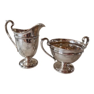 1940s Neoclassical Sterling Silver Cream and Sugar Set For Sale
