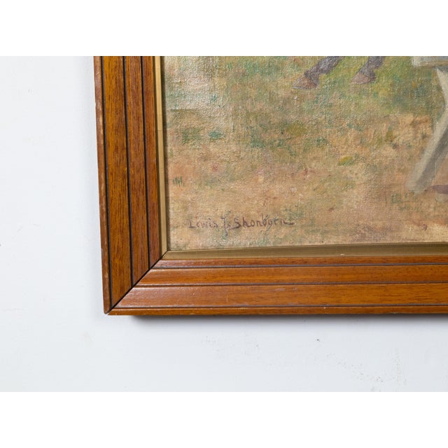 Textile Oil on Canvas Framed Painting Depicting a Horse Race by Lewis John Shonborn For Sale - Image 7 of 9