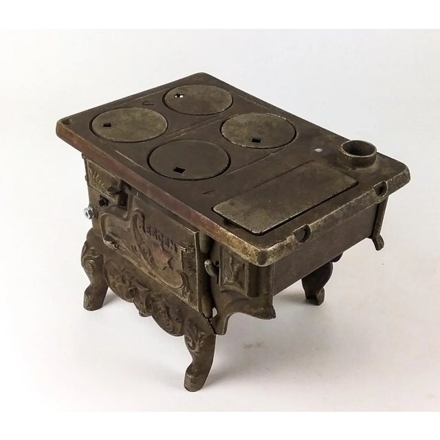 Farmhouse Miniature Crescent Cast Iron Stove Replica For Sale - Image 3 of 13
