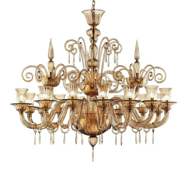 Lively Curls Murano Glass Chandelier in Dark Amber by Simoeng for Simoeng For Sale - Image 6 of 7