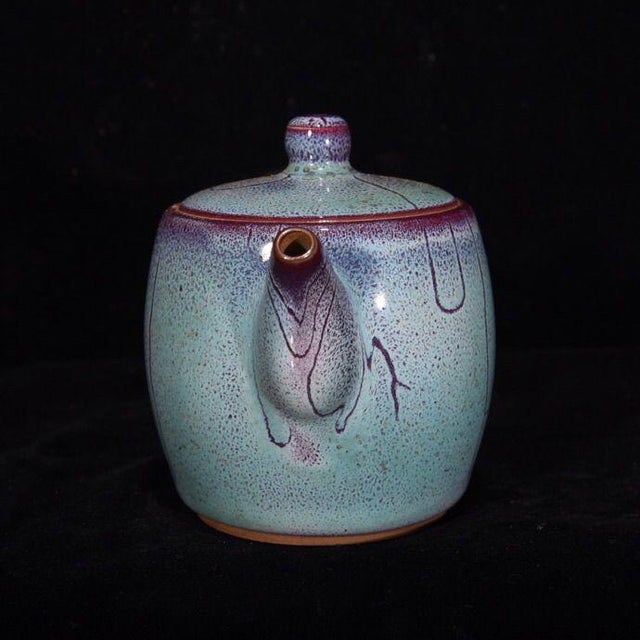 Ceramic Late 20th Century Chinese Jun Ware Style Flambe Glaze Porcelain Teapot Set With 6 Cups - 7 pcs For Sale - Image 7 of 9