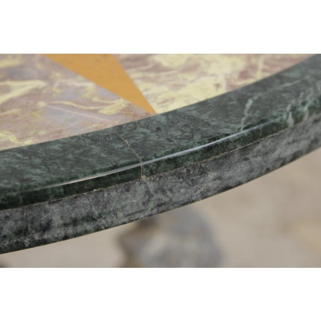 Stunning Vintage Pietra Dura Round Marble Lamp Table For Sale - Image 4 of 15
