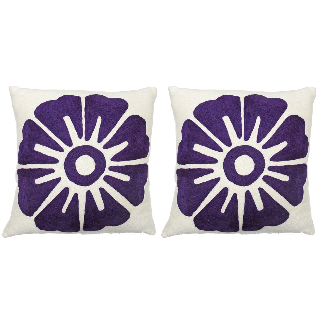 Judy Ross Purple "Big Rosette" 18x 18 Pillows 2 Chairish