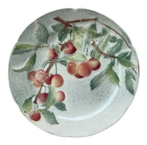 Keller & Guerin Saint Clément Majolica Cherries Plate