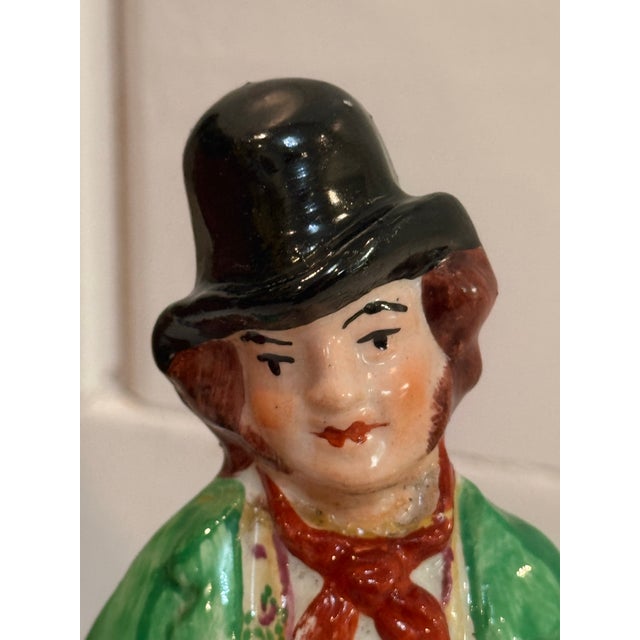 Green Antique Staffordshire “Gin and Water” Temperance Figure For Sale - Image 8 of 10