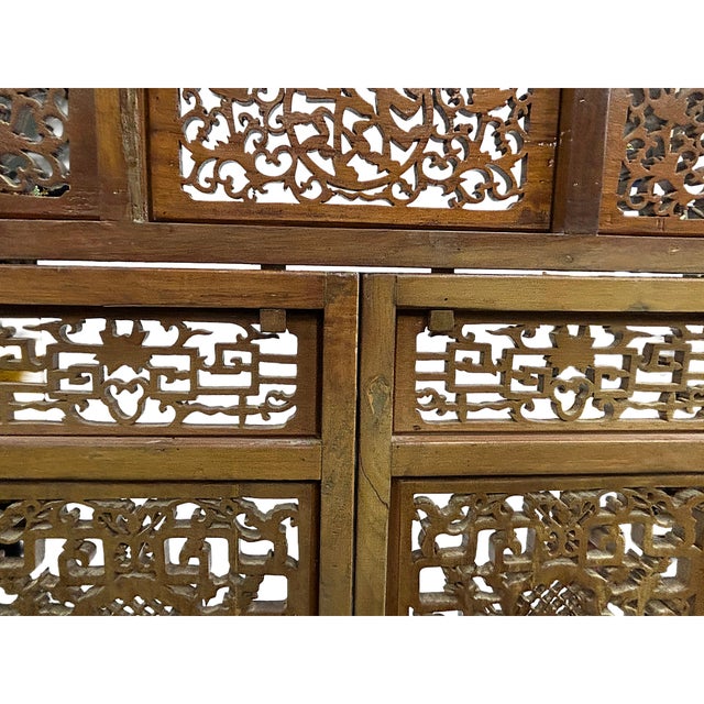 Chinese Cow Ox Cranes Motifs Wood Wall Panel Window Screen For Sale - Image 14 of 14