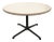 Herman Miller Eames aluminum group style round cafe, bistro, or small dining table, with steel pedestal base, and 4-prong...