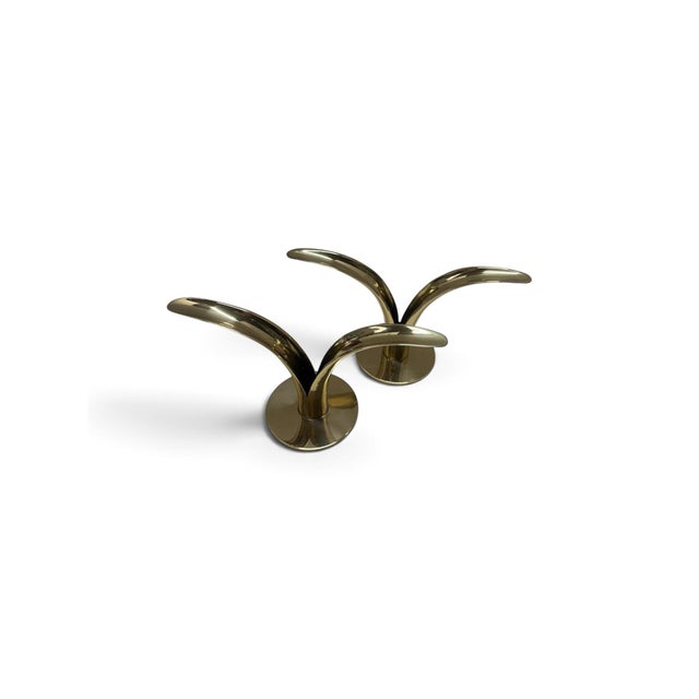 Pair of Mid 20th Century Brass Candle Stick Holders MCM For Sale In Miami - Image 6 of 8