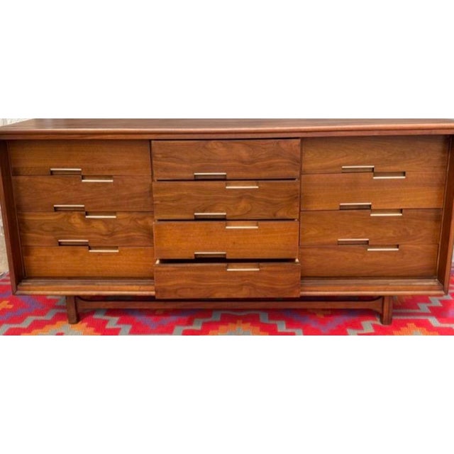 Mid-Century Modern Mid Century Walnut and Brass Dresser, Credenza by Designer Merton Gershun for Cavalier For Sale - Image 3 of 18