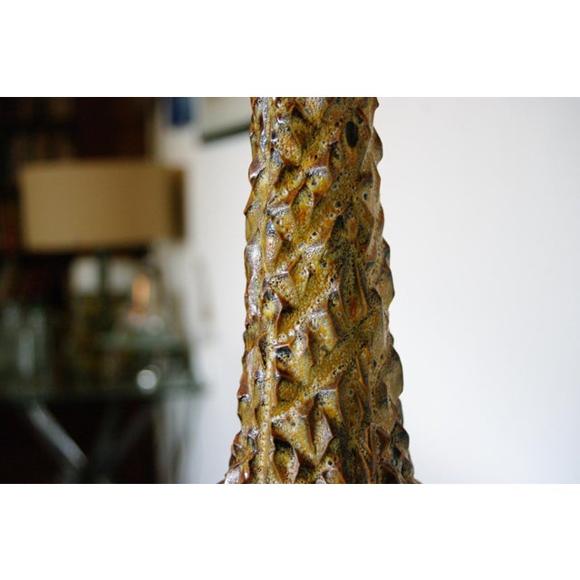 Black Ceramic Table Lamp by Huguette Bessone, 1950 For Sale - Image 8 of 9