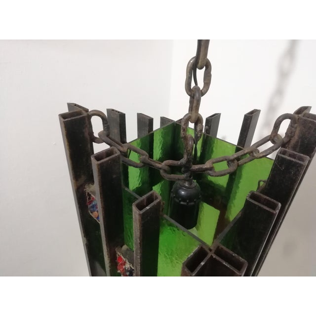 1960s Iron and Glass Ceiling Lamp, Italy, 1960s For Sale - Image 5 of 9