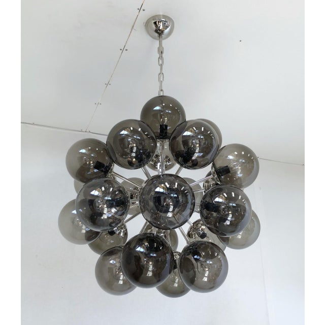 Italian 21st Century Nova Polished Nickel Smoky Murano Sputnik Chandelier by Fabio LTD For Sale - Image 3 of 8