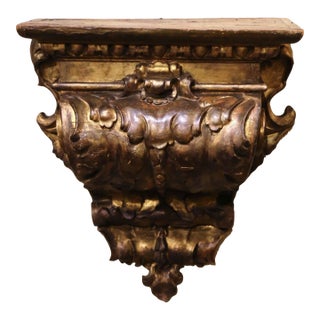18th Century Italian Baroque Carved Giltwood Wall Bracket Console For Sale