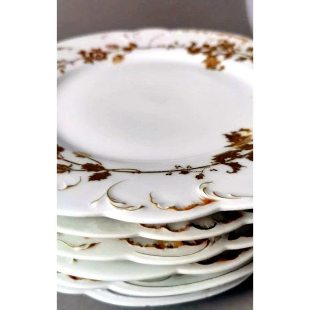 Ceramic French White Porcelain Plates with Gilt Decor from Haviland, Limoges, 1902, Set of 6 For Sale - Image 7 of 13