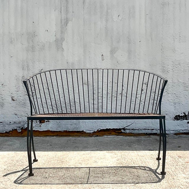 Vintage Coastal Wrought Iron Loveseat After Russell Woodard Chairish