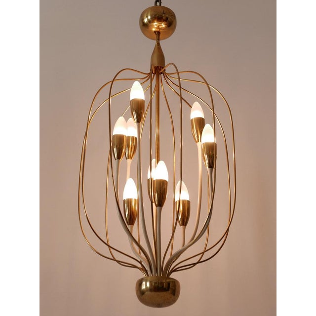 Mid-Century Modern Nine-Flamed Pendant Lamp, Germany, 1950s For Sale - Image 11 of 18