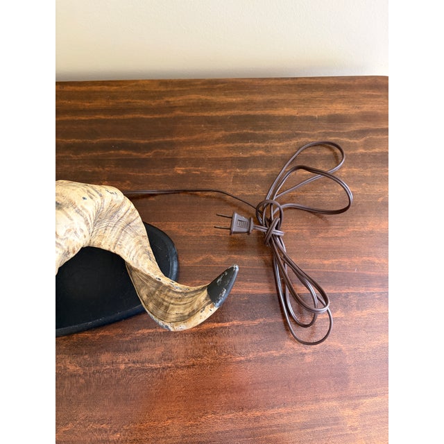 Vintage Ram’s Horn Table Lamp – Rustic English Country House Style Lighting For Sale - Image 10 of 10