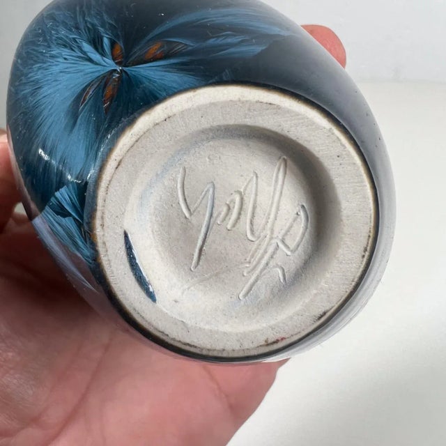 1970s Psychedelic Art Pottery Crystalline Vase Louis Reding For Sale - Image 10 of 12