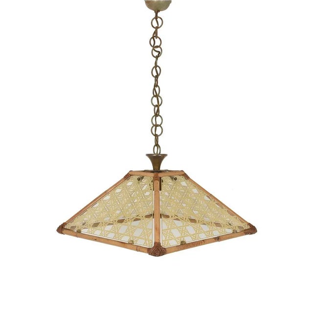 Bamboo and Brass Pendant Light, Italy, 1970s For Sale - Image 3 of 8