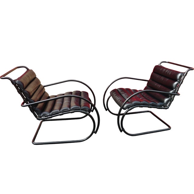 Mid-Century Modern 1970s Pair of Black Leather and Steel Cantilever Armchairs For Sale - Image 3 of 12