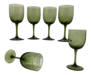 Bottle Green Hand Blown Cordial Glasses - Set of 6