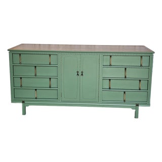 Thomasville Green Dresser, Tamerlane Collection, Mid Century Modern, Credenza 1950's For Sale