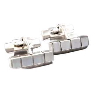 1990s Pair of Georg Jensen Estate Mens Cufflinks Sterling Silver GJ29 For Sale