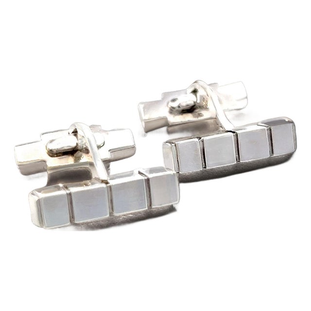 1990s Pair of Georg Jensen Estate Mens Cufflinks Sterling Silver GJ29 For Sale