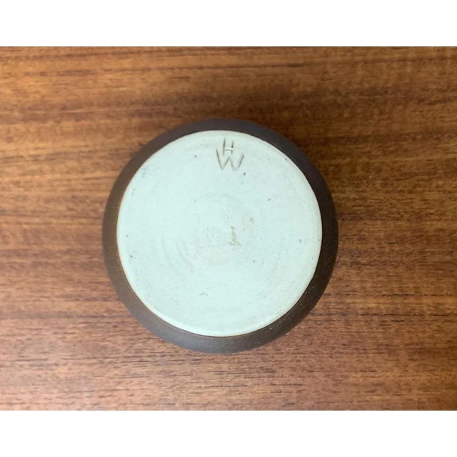 Brown Mid-Century Ceramic Vase Signed H.W., 1960s For Sale - Image 8 of 12