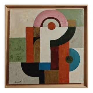 La Part Du Jeu, Contemporary Geometric Abstract Oil Painting, Framed by Sophie Dumont For Sale