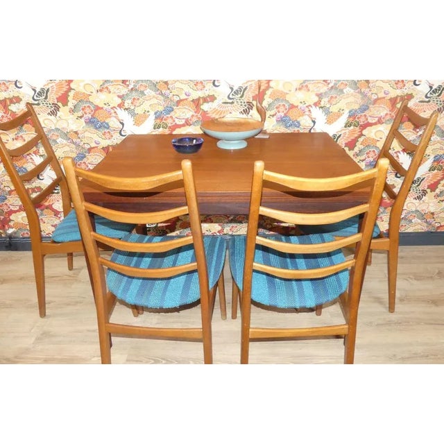 Wood Turquoise Dining Chairs, 1960s, Set of 4 For Sale - Image 7 of 14