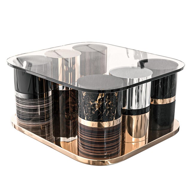 Art Deco "Passeridi" Coffee Table With Unique Materials, Handcrafted For Sale - Image 3 of 6