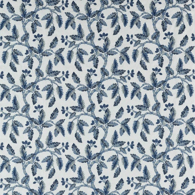 Sanderson Oaknut Stripe Fabric in Indigo/Multi For Sale