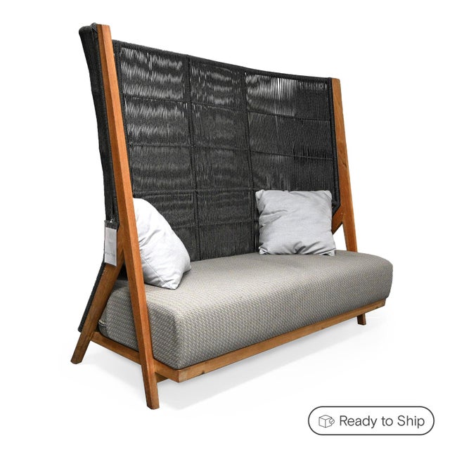 Gray Walters Wicker Arbor High Back Outdoor Sofa in Grey Upholstery For Sale - Image 8 of 8