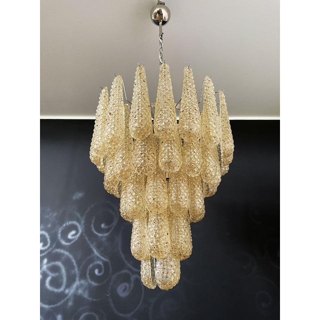 1990s Italian Amber Murano Glass Chandelier with 52 Drop Petals, 1990s For Sale - Image 5 of 18