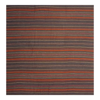 1950s Geometric Vintage Flatweave Bold Colorful Turkish Kilim Square Rug For Sale